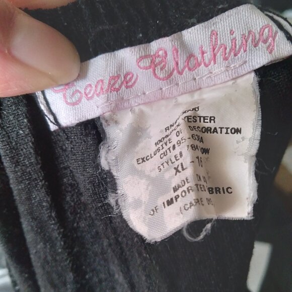 Vintage Y2K Teaze Clothing Black Velvet Tiered Midi Skirt with Lace Sequin Trim - Picture 5 of 5